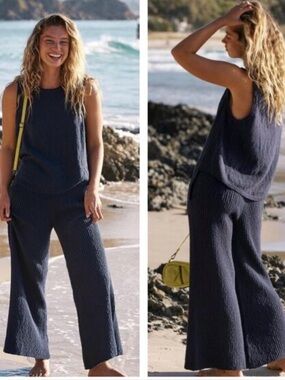 Free People Beach Adelaide Sweater Set XS/TP (Navy)